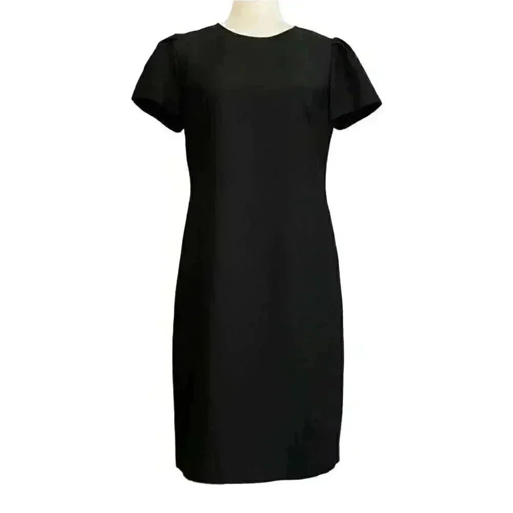 Banana Republic Women's Black Polyester Pleated Sleeve Sheath Dress